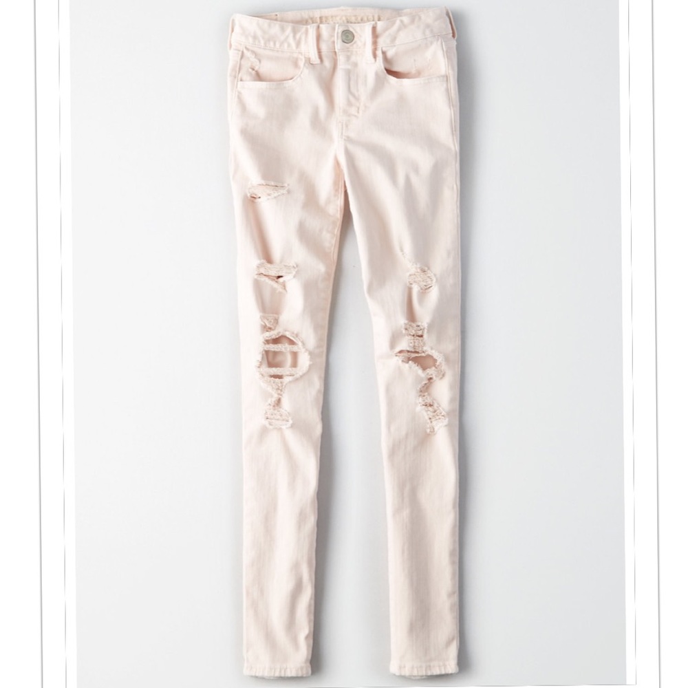 American Eagle Pink Ripped Jeans